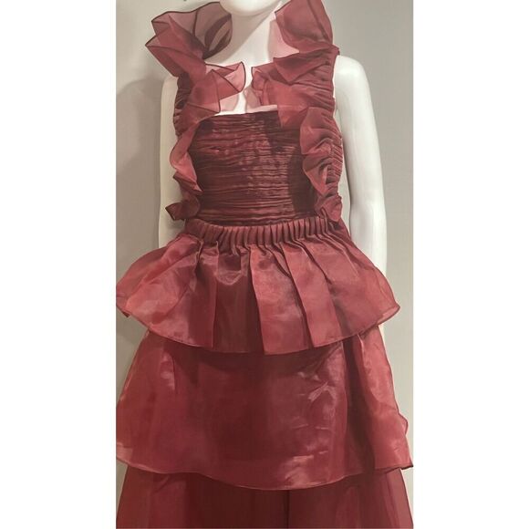 Aje Deep Red Ruffled Prom Dress - Picture 9 of 13
